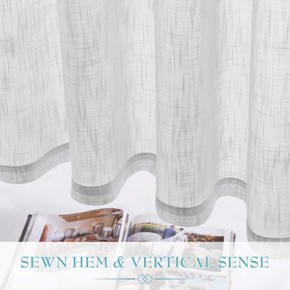 Modern  Rod Pocket  Linen Sheer Cafe Curtains  For Kitchen And Living Room 1 Pair KGORGE Store