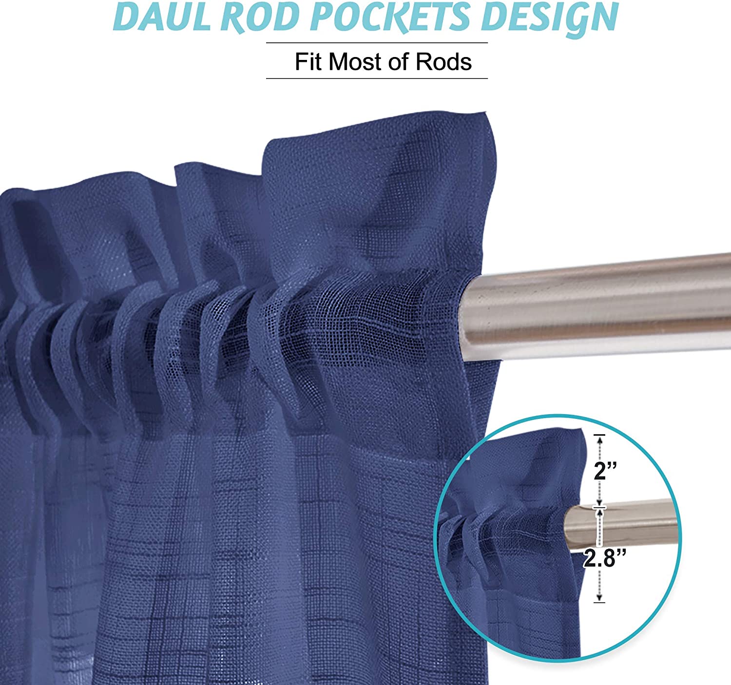Modern Rod Pocket Linen Sheer Valance  For Kitchen And Living Room 1 Pair KGORGE Store