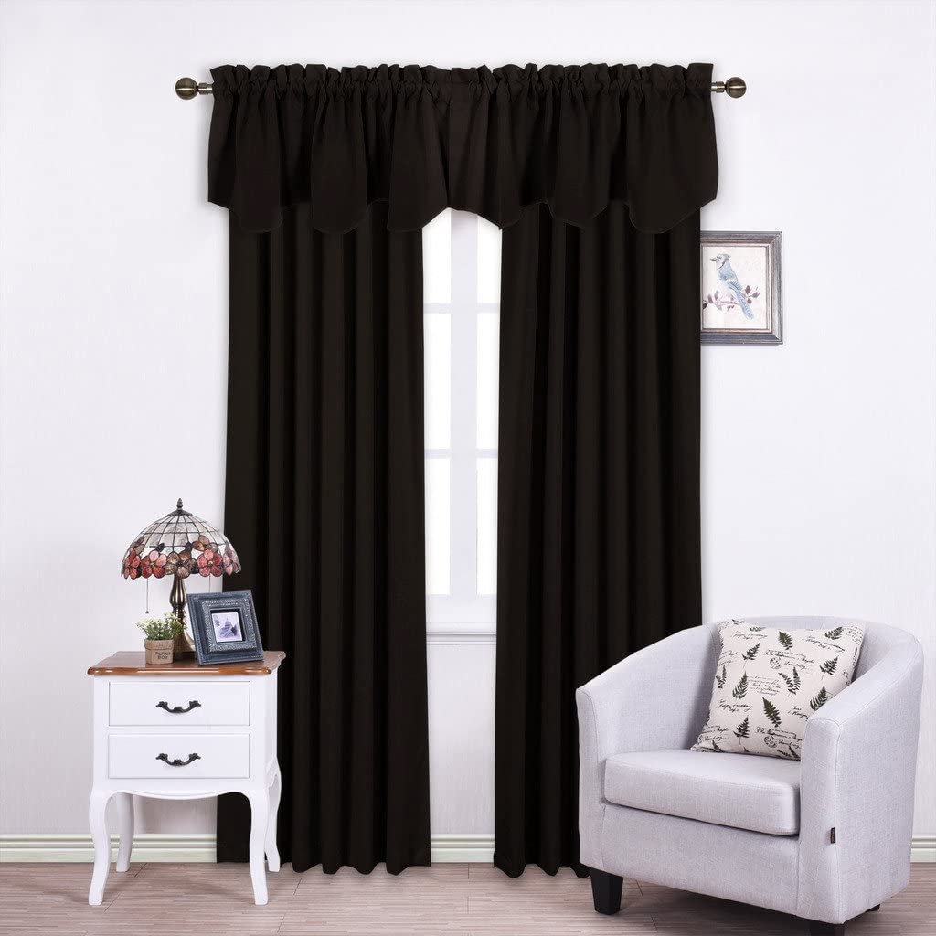 Modern  Rod Pocket Polyester Blackout Scalloped Valance For Kitchen And Living Room 1 Piece KGORGE Store