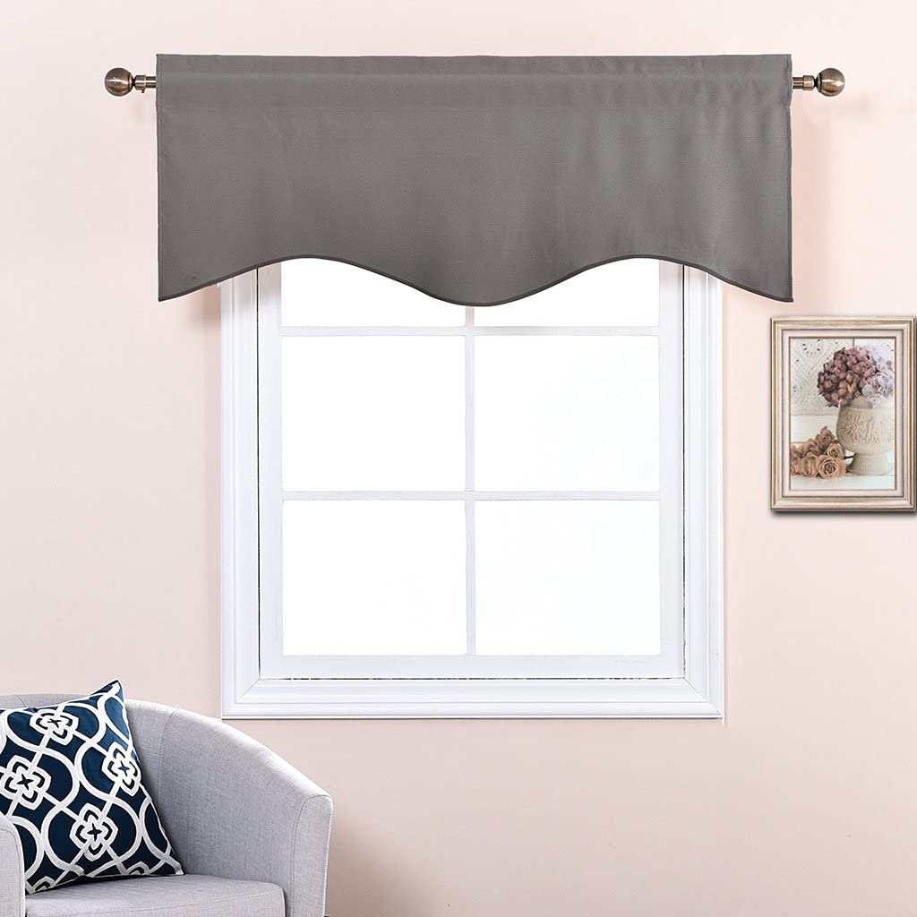 Modern  Rod Pocket Polyester Blackout Scalloped Valance  For Kitchen And Living Room 1 Piece KGORGE Store