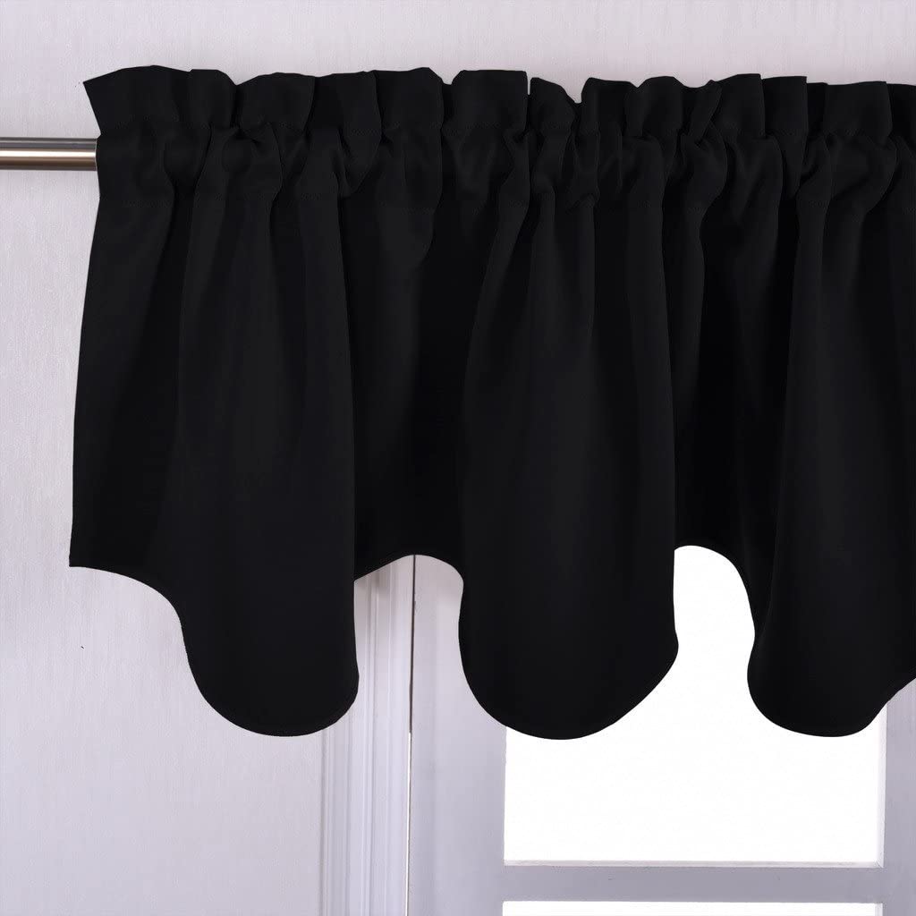 Modern  Rod Pocket Polyester Blackout Scalloped Valance For Kitchen And Living Room 1 Piece KGORGE Store