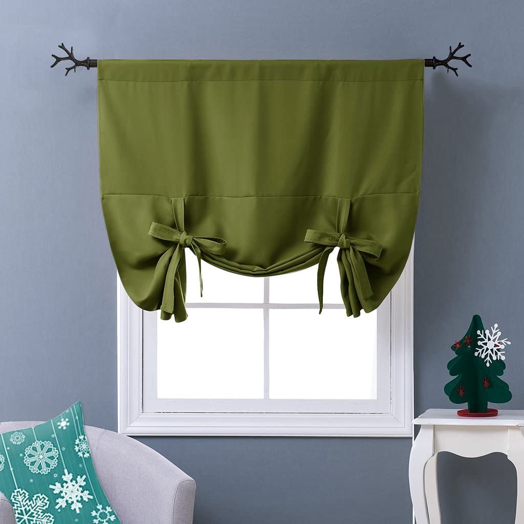 Modern  Rod Pocket Polyester Blackout Tie Up Valances For Kitchen And Living Room 1 Piece KGORGE Store