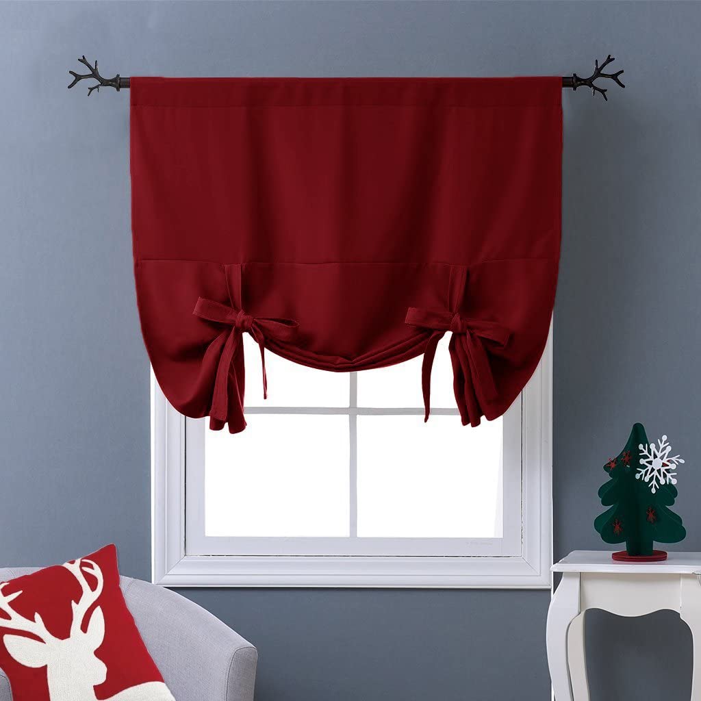 Modern  Rod Pocket Polyester Blackout Tie Up Valances For Kitchen And Living Room 1 Piece KGORGE Store