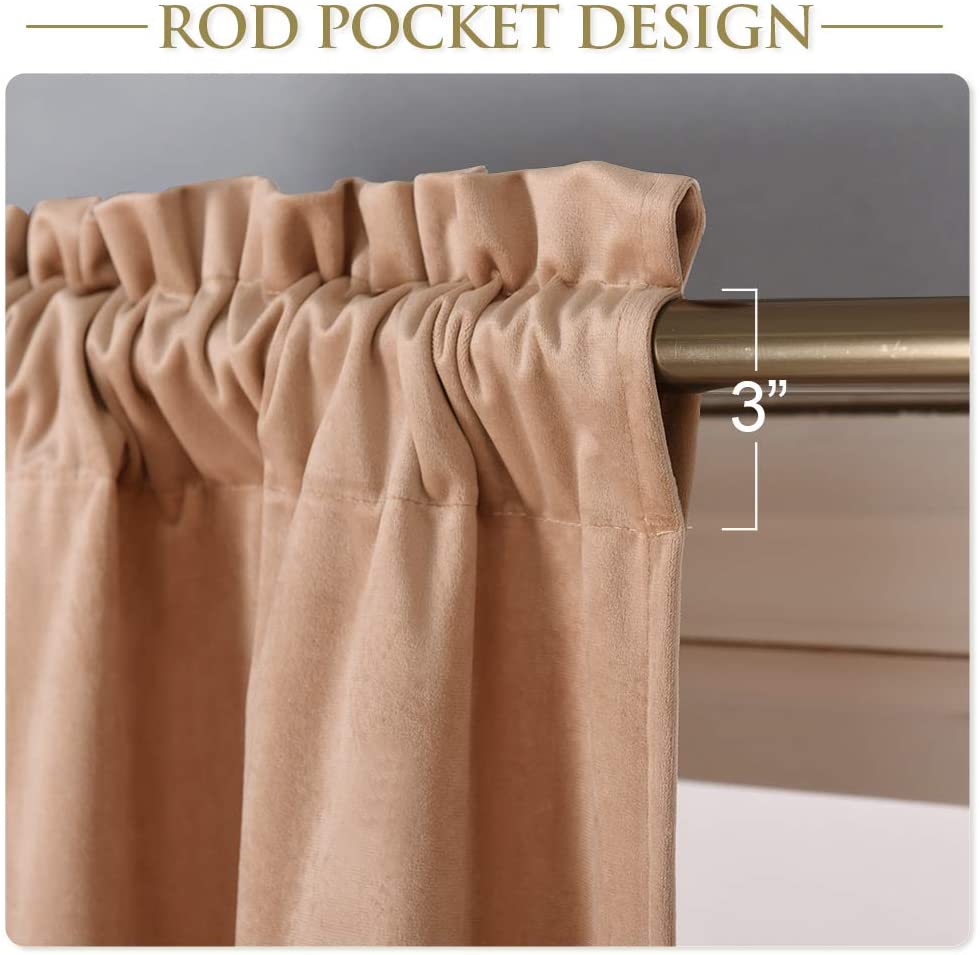 Modern  Rod Pocket Velvet Blackout Valance For Kitchen And Living Room 1 Panel KGORGE Store