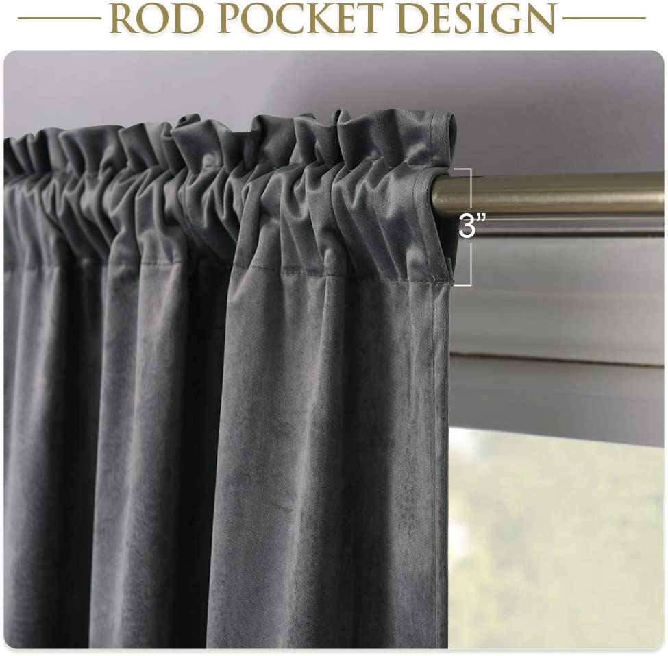 Modern  Rod Pocket Velvet Blackout Valance For Kitchen And Living Room 1 Panel KGORGE Store