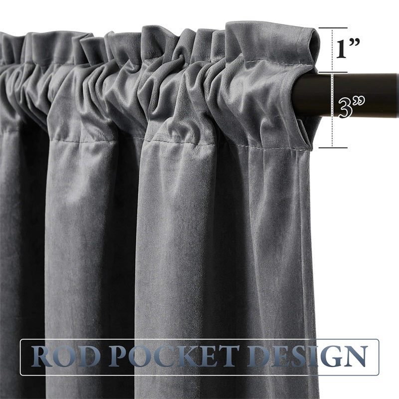 Modern  Rod Pocket Velvet Blackout Valance with Tassels For Kitchen And Living Room 1 Panel KGORGE Store