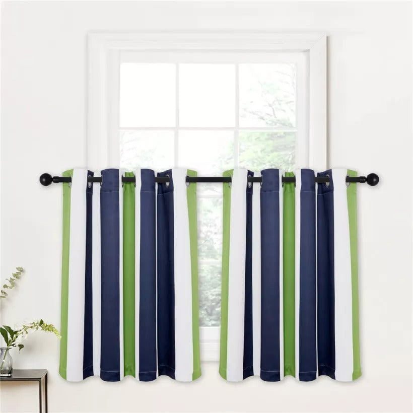 Modern Striped Grommet Polyester Blackout Cafe Curtains For Kitchen And Living Room 2 Panels KGORGE Store