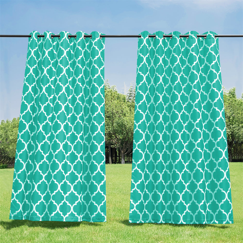 Moroccan Print Grommet Waterproof Outdoor Canvas Curtains For Patio, Gazebo, Pergola And Porch 1 Panel KGORGE Store