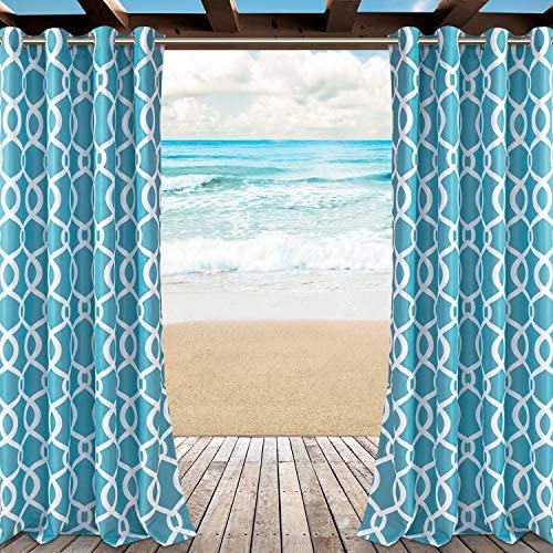 Moroccan Print Outdoor Curtains for Patio, Pergola, Porch, Deck, Lanai Waterproof Grommet Top 1 Panel KGORGE Store