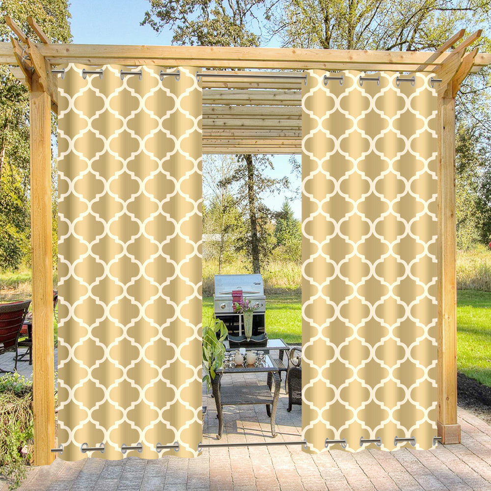 Moroccan Print Top & Bottom Grommet Windproof Outdoor Curtains for Patio 1 Panel KGORGE Store