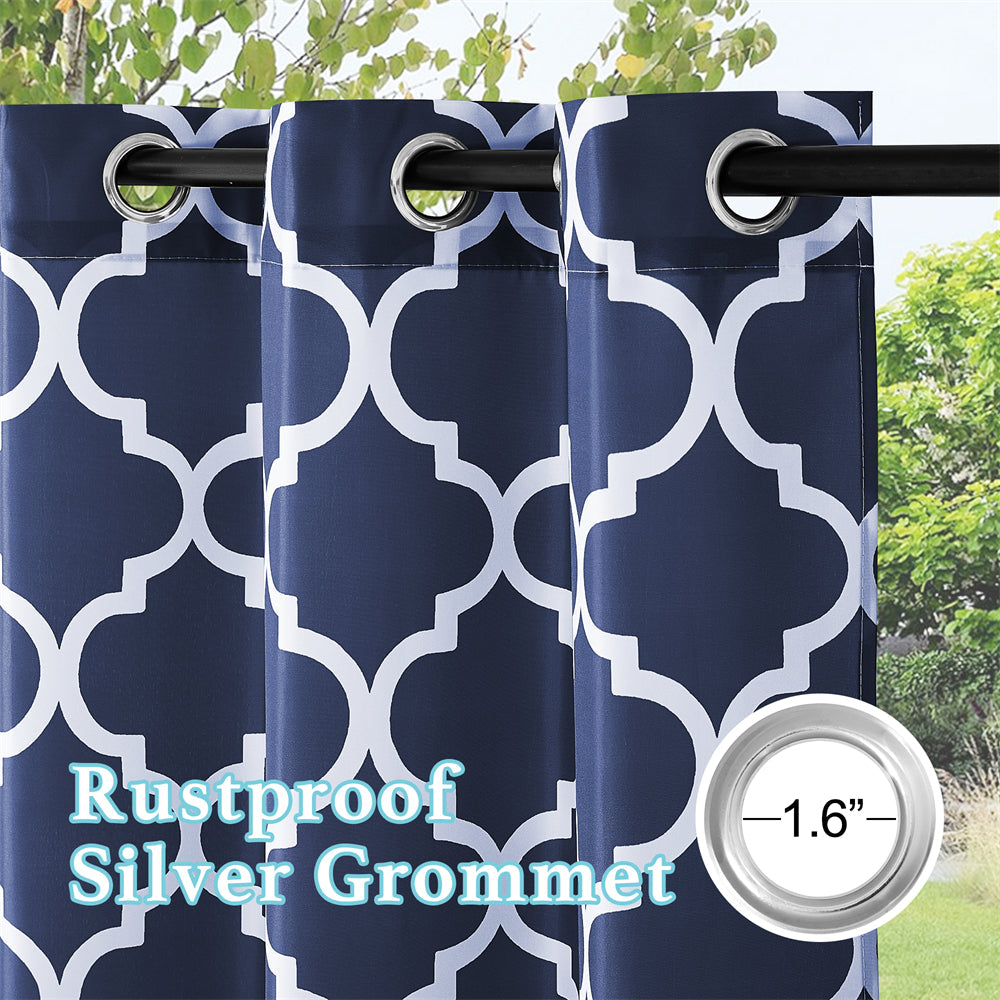 Moroccan Print Top & Bottom Grommet Windproof Outdoor Curtains for Patio 1 Panel KGORGE Store