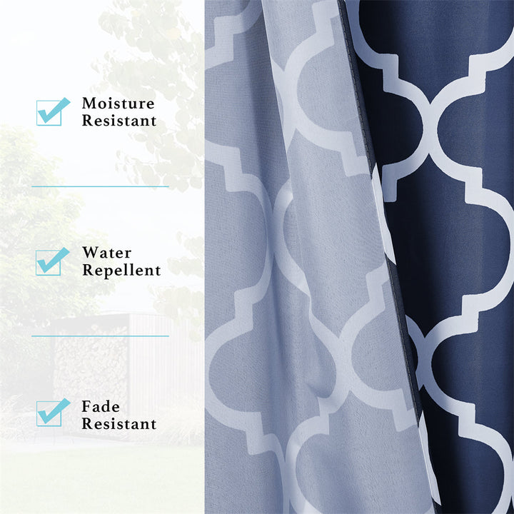 Moroccan Print Velcro Tab Top Waterproof Outdoor Curtains for Garage / Patio, 1 Panel KGORGE Store
