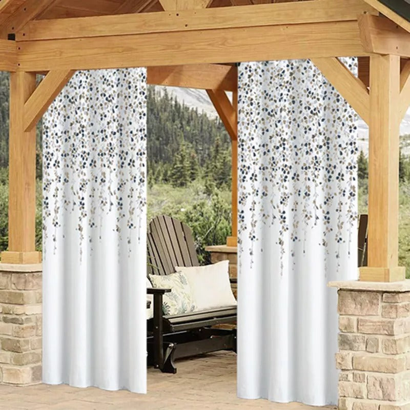 Ombre Grommet Waterproof Privacy Blackout Outdoor White Curtains  For Patio, Gazebo, Pergola And Porch 1 Panel KGORGE Store