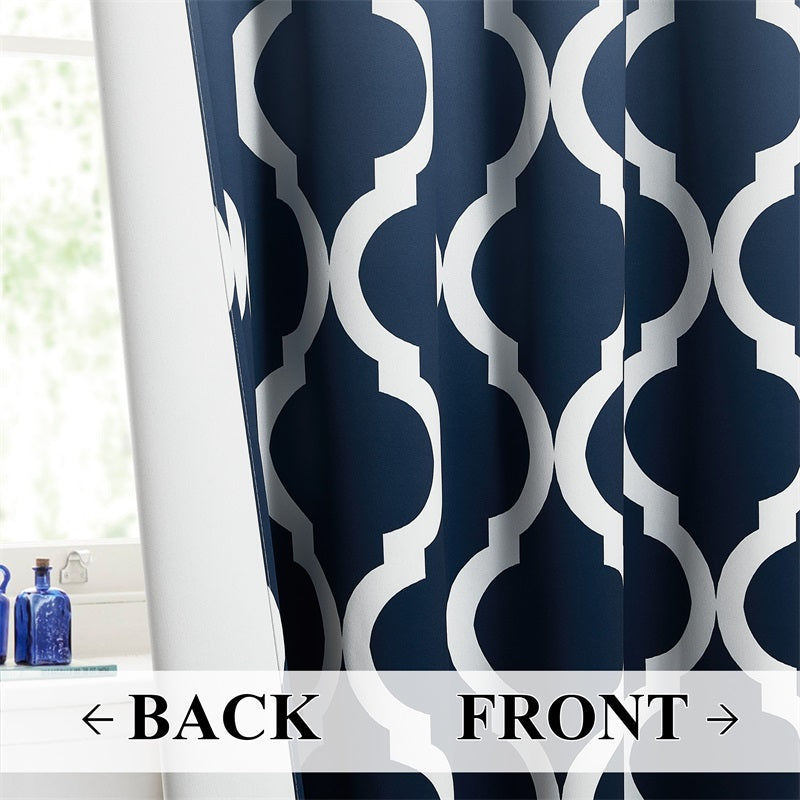 Ombre Moroccan Print Grommet Blackout Curtains For Living Room And Bedroom 2 Panels KGORGE Store