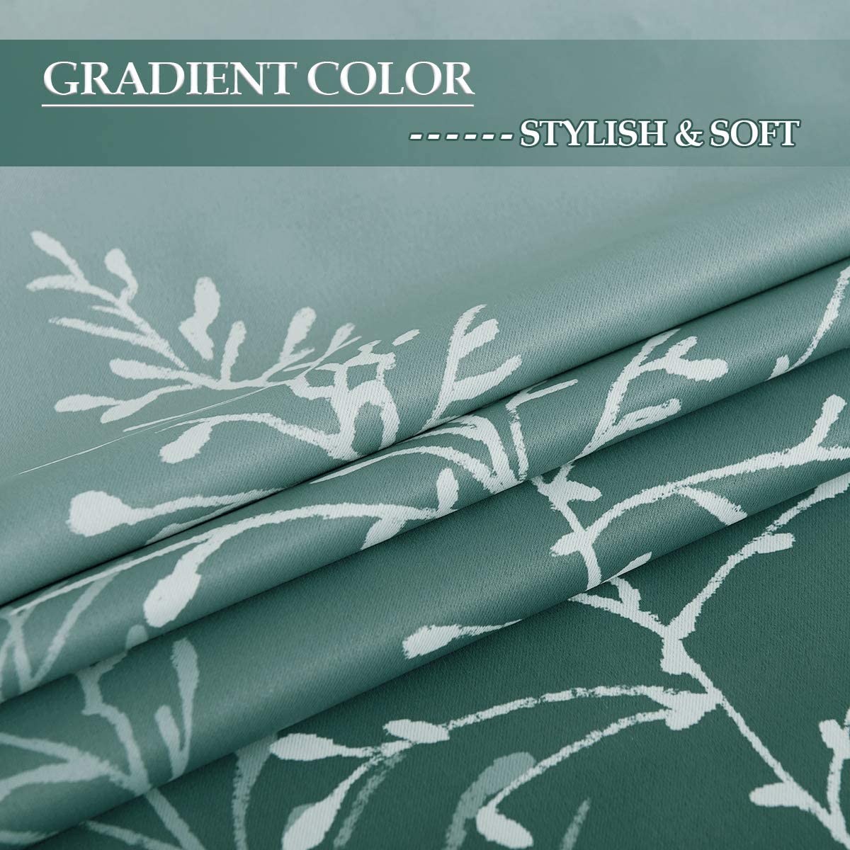 Ombre Tree Branch Grommet Blackout Curtains For Living Room And Bedroom 2 Panels KGORGE Store