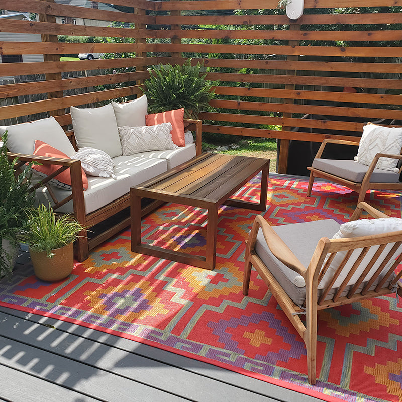 Orange & Violet Boho Outdoor Rug for Patio, Deck, Backyard KGORGE Store