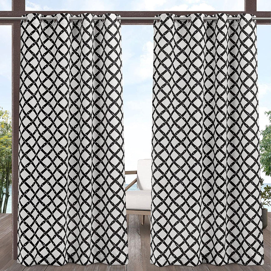 Outdoor Curtains Bamboo Trellis Outdoor Light Filtering Grommet Top Curtain 1 Panel KGORGE Store