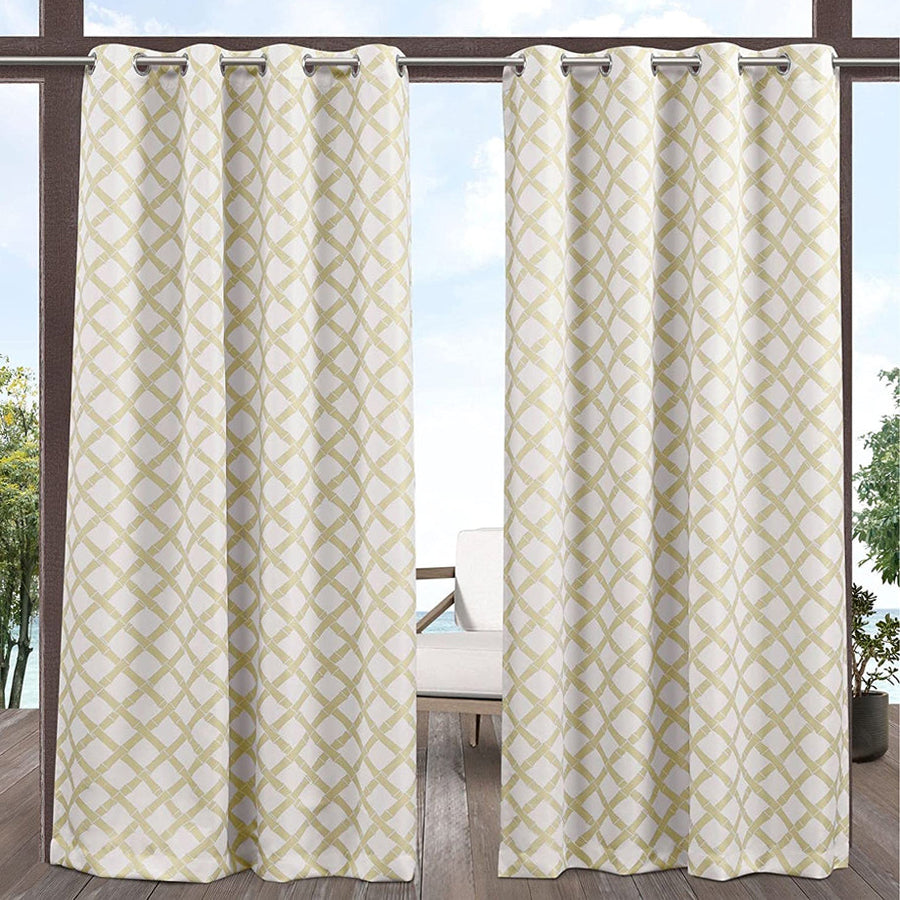 Outdoor Curtains Bamboo Trellis Outdoor Light Filtering Grommet Top Curtain 1 Panel KGORGE Store