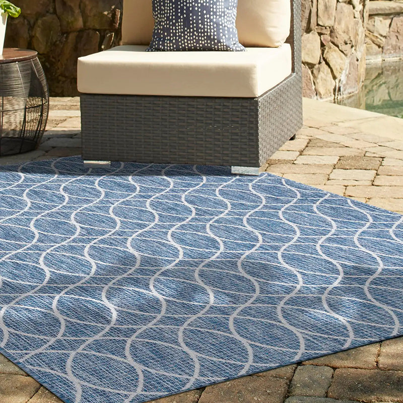 Outdoor Curve Pattern Rug for Outdoors, Patio, Backyard, Deck KGORGE Store