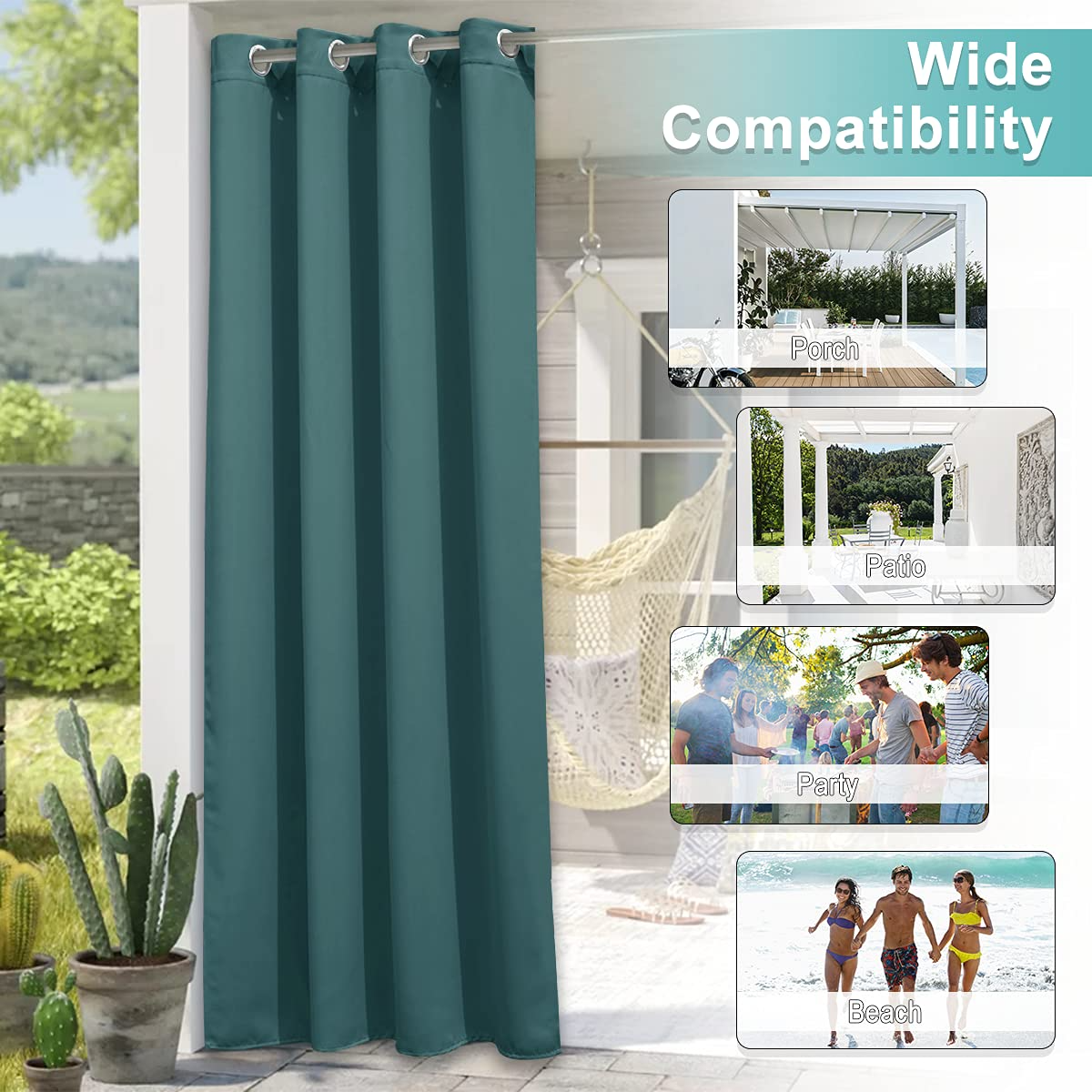 Outdoor Grommet Curtain for Patio Porch Waterproof Thermal Insulated 1 Panel KGORGE Store