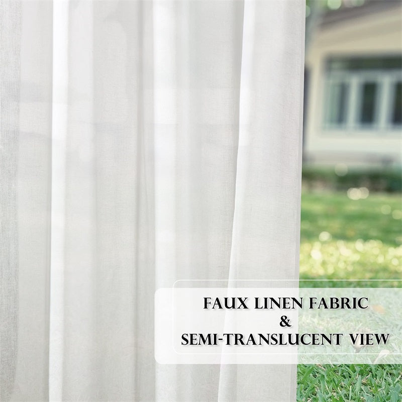 Outdoor Grommet Faux Linen Sheer Curtains for Patio, Gazebo, Pergola  2 Panels KGORGE Store