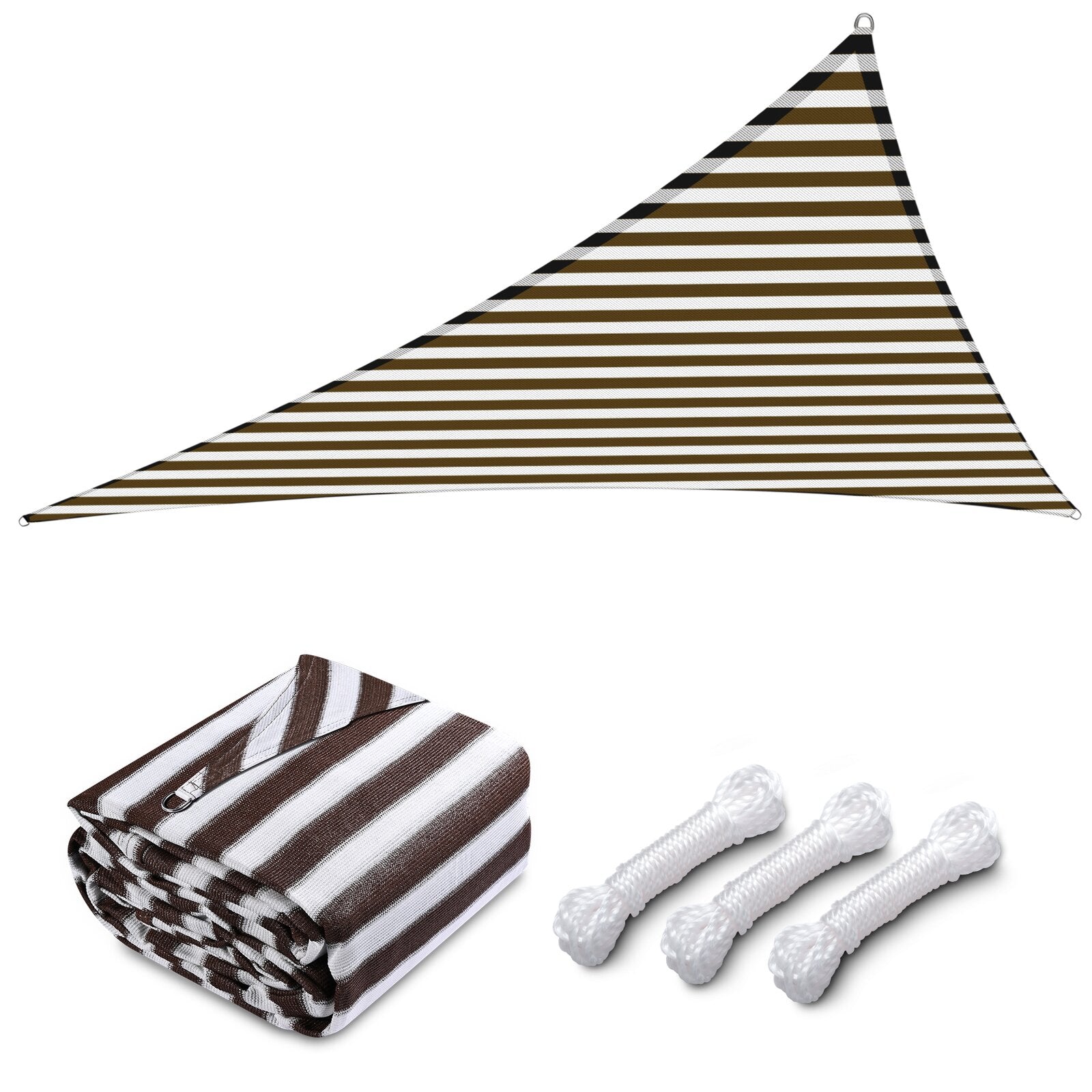 Outdoor Waterproof Striped Triangle Sun Shade Sail Opaque Privacy Protection UV Block Canopy for Patio KGORGE Store