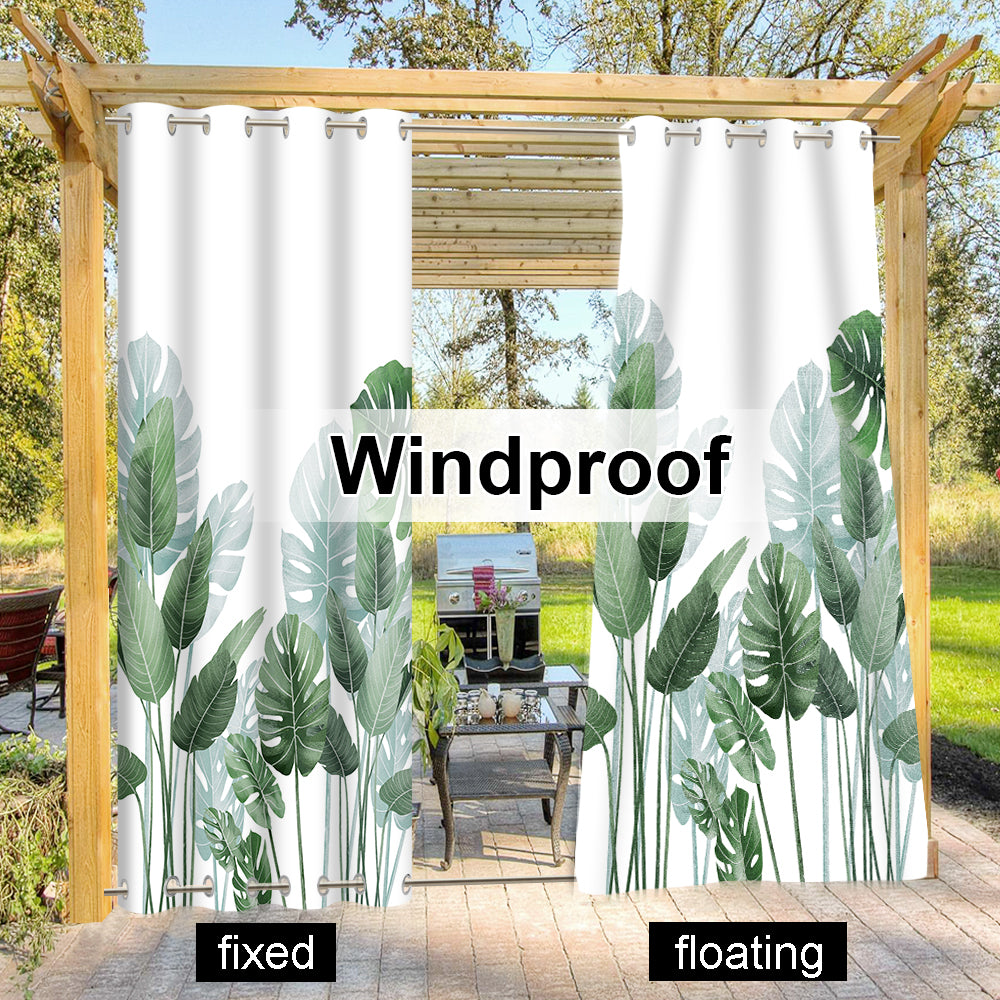 Palm Leaves Top & Bottom Grommet Windproof Outdoor Curtains for Patio 1 Panel KGORGE Store