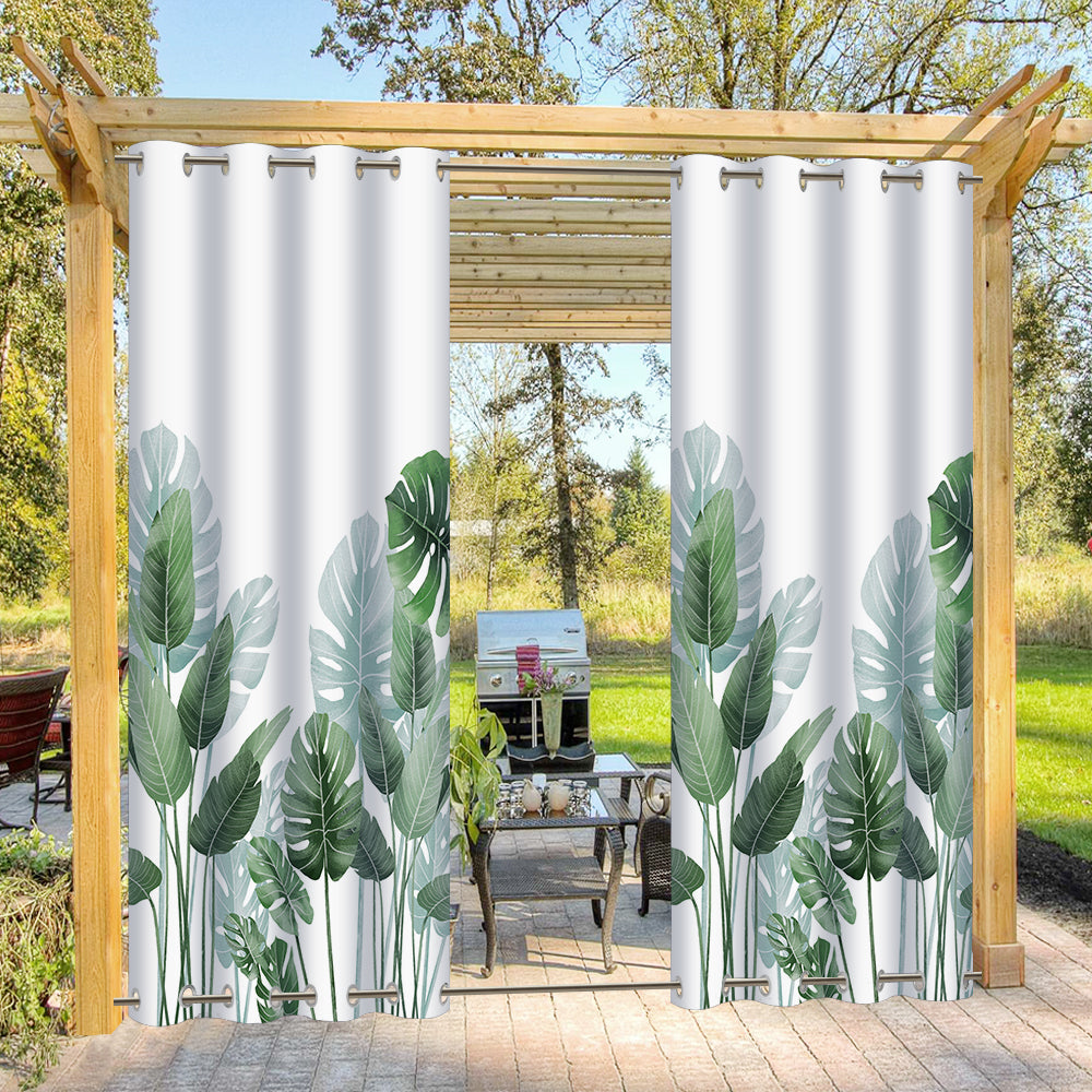 Palm Leaves Top & Bottom Grommet Windproof Outdoor Curtains for Patio 1 Panel KGORGE Store
