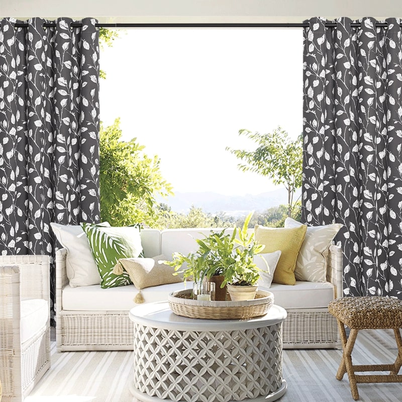 Patterned Grommet Waterproof Privacy Blackout Leaves Outdoor Curtains 1 Panel KGORGE Store