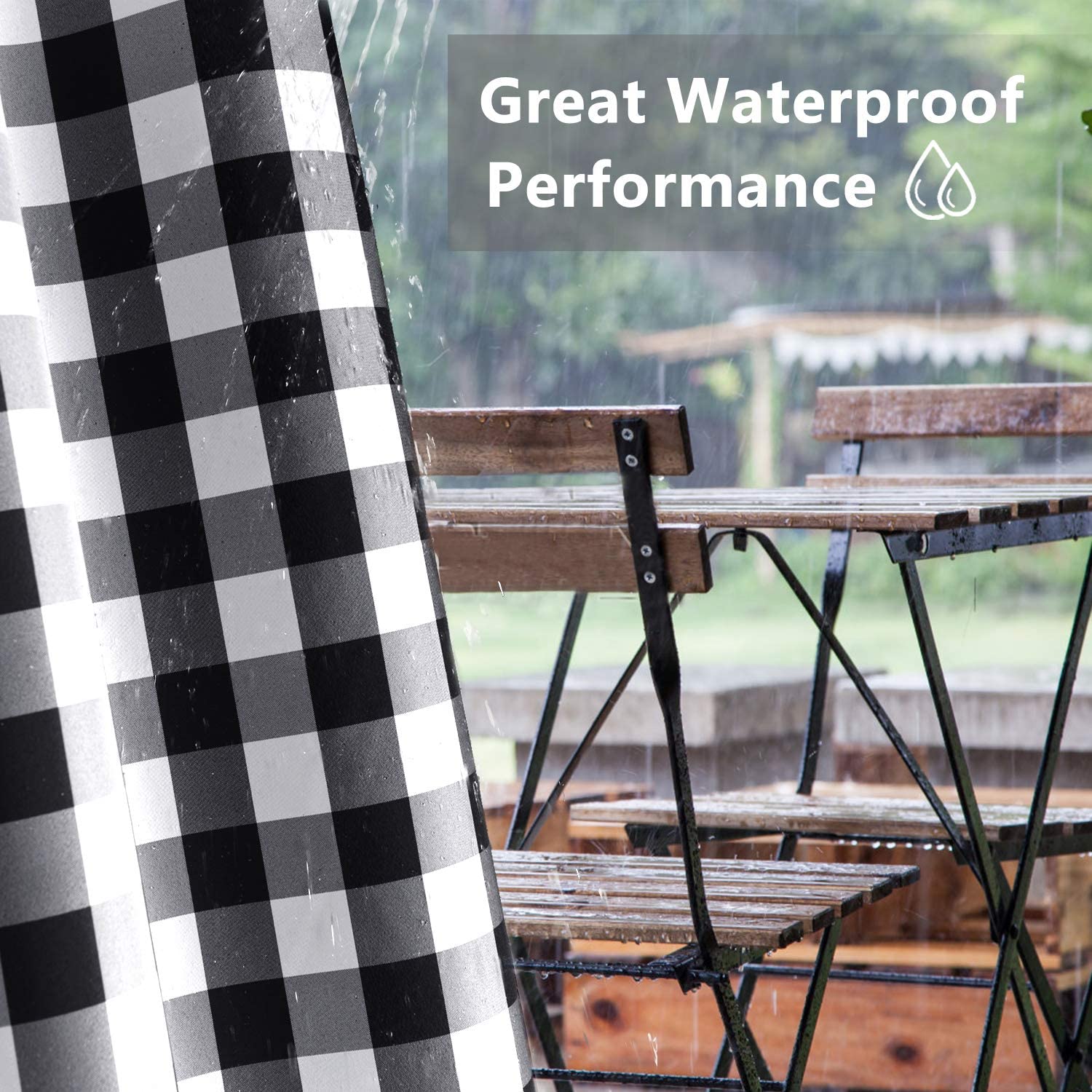 Plaid Top & Bottom Grommet Windproof Outdoor for Gazebo, Porch and Cabana 1 Panel KGORGE Store
