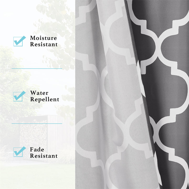 Porch Deck Waterproof Moroccan Print Tab Top Outdoor Curtains 1 Panel KGORGE Store