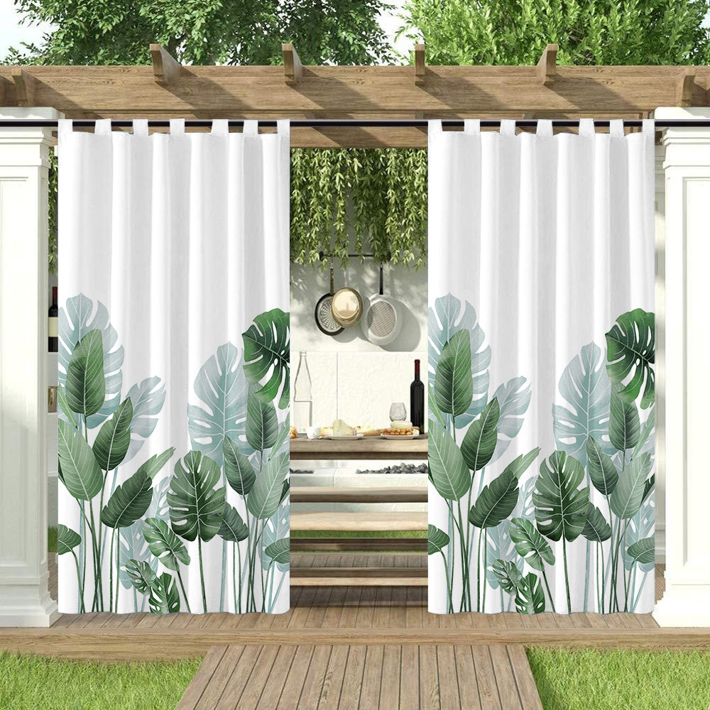 Porch Deck Waterproof Palm Leaves Tab Top Outdoor Curtains 1 Panel KGORGE Store