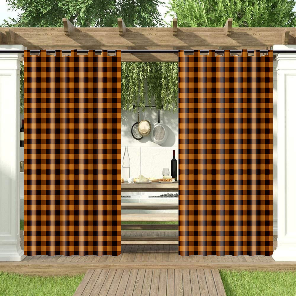 Porch Deck Waterproof Plaid Tab Top Outdoor Curtains 1 Panel KGORGE Store