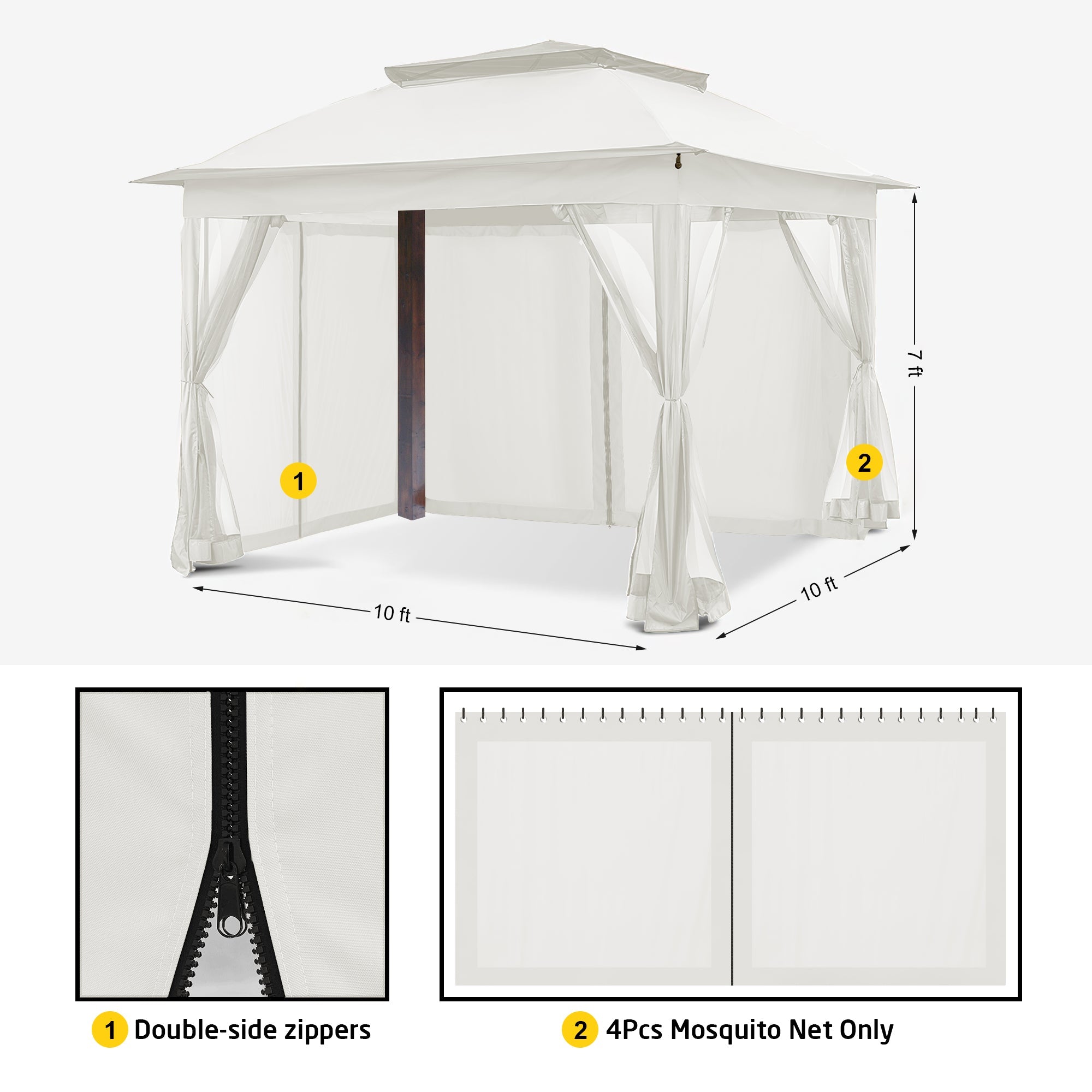 Prevent Mosquitoes Outdoor Canvas Curtain with Clear Sheer Side Panel Walls for Gazebos, 4 Panel KGORGE Store