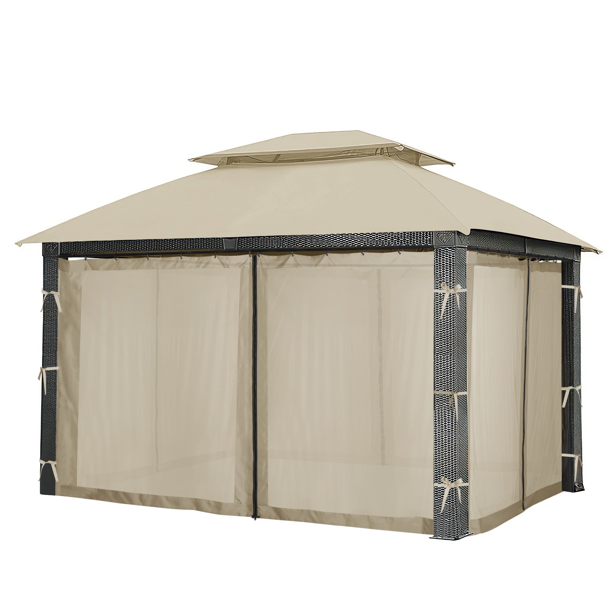 Prevent Mosquitoes Outdoor Canvas Curtain with Clear Sheer Side Panel Walls for Gazebos, 4 Panel KGORGE Store