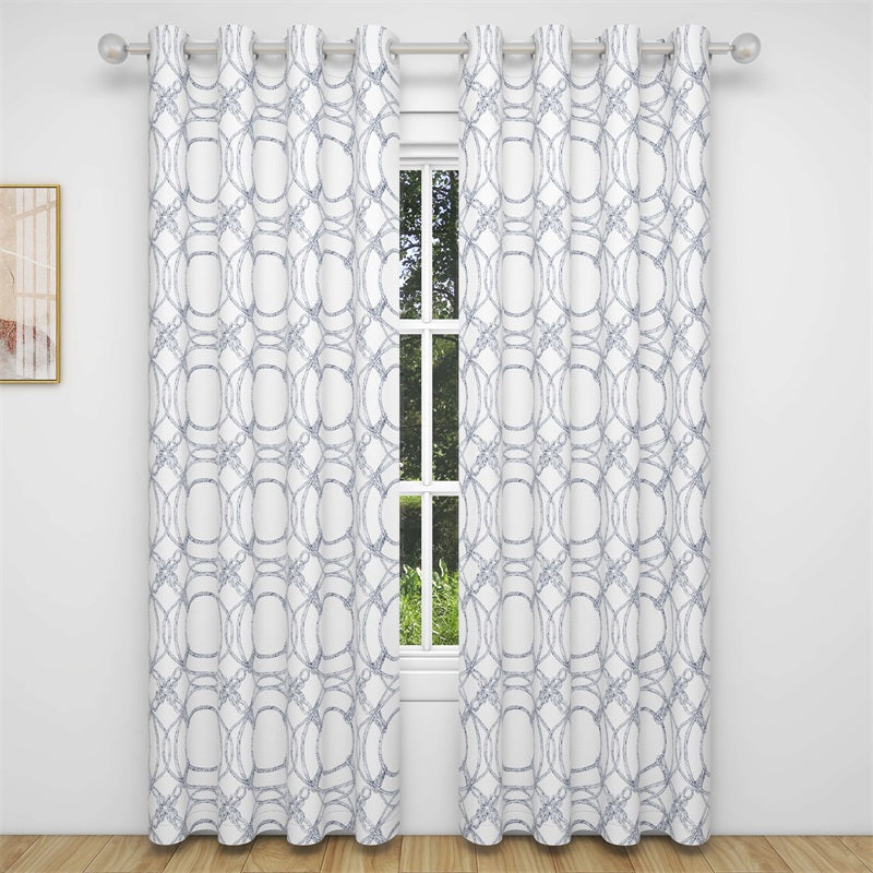 Print Grommet Blackout White Curtains For Living Room And Bedroom 2 Panels KGORGE Store
