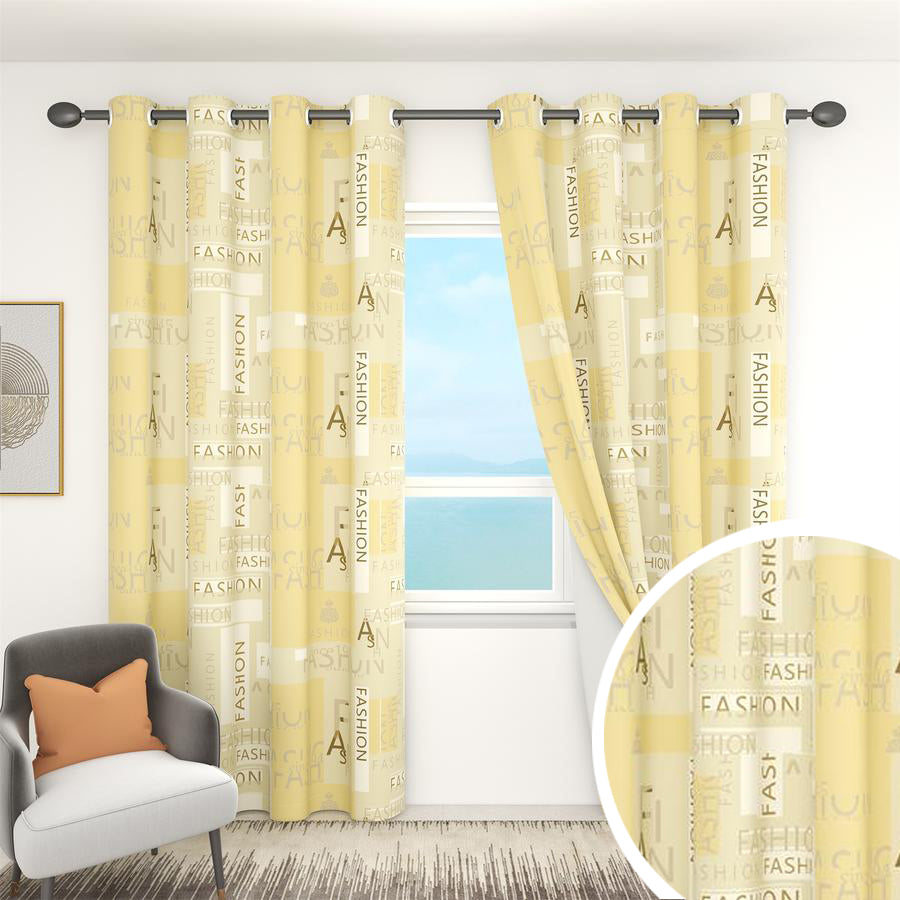 Print Grommet Blackout Yellow Curtains For Living Room And Bedroom 2 Panels KGORGE Store