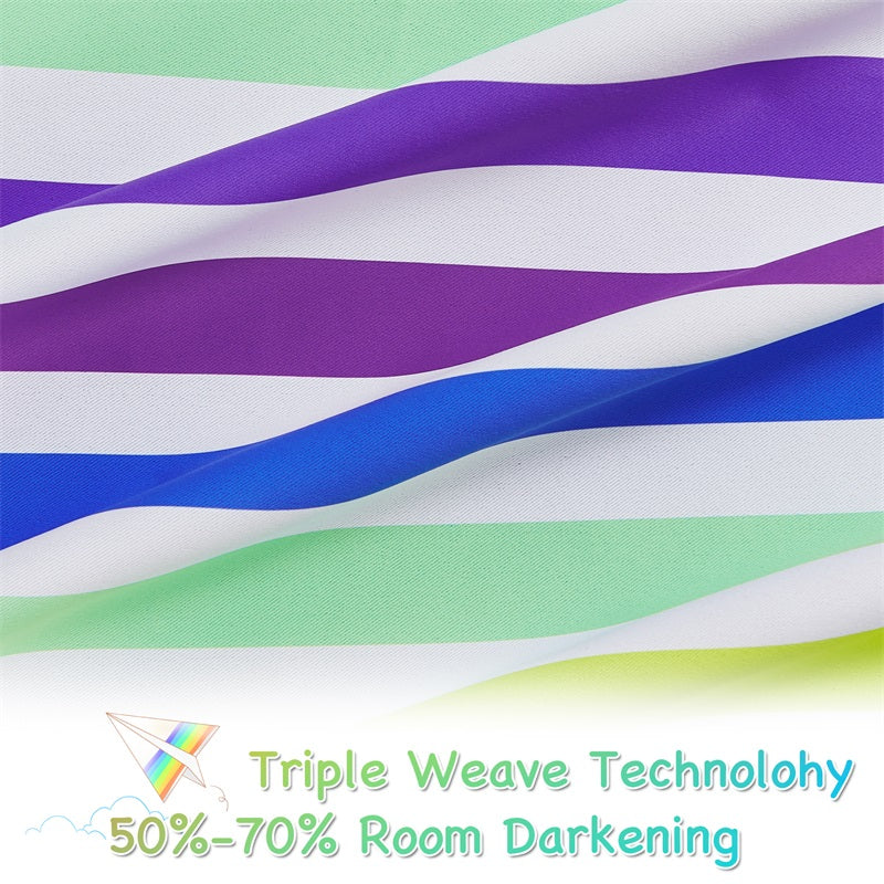 Rainbow Stripes Top & Bottom Grommet Windproof Outdoor Curtains for Patio 1 Panel KGORGE Store
