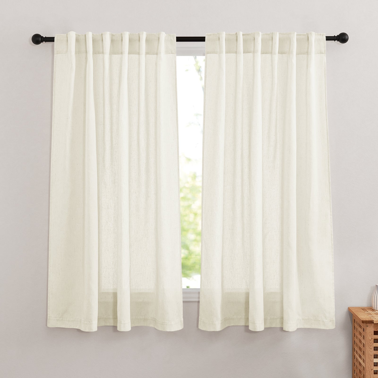 Rod Pocket & Back Tab Linen Semi Sheer Curtains Privacy Light Filtering For Bedroom 2 Panels KGORGE Store