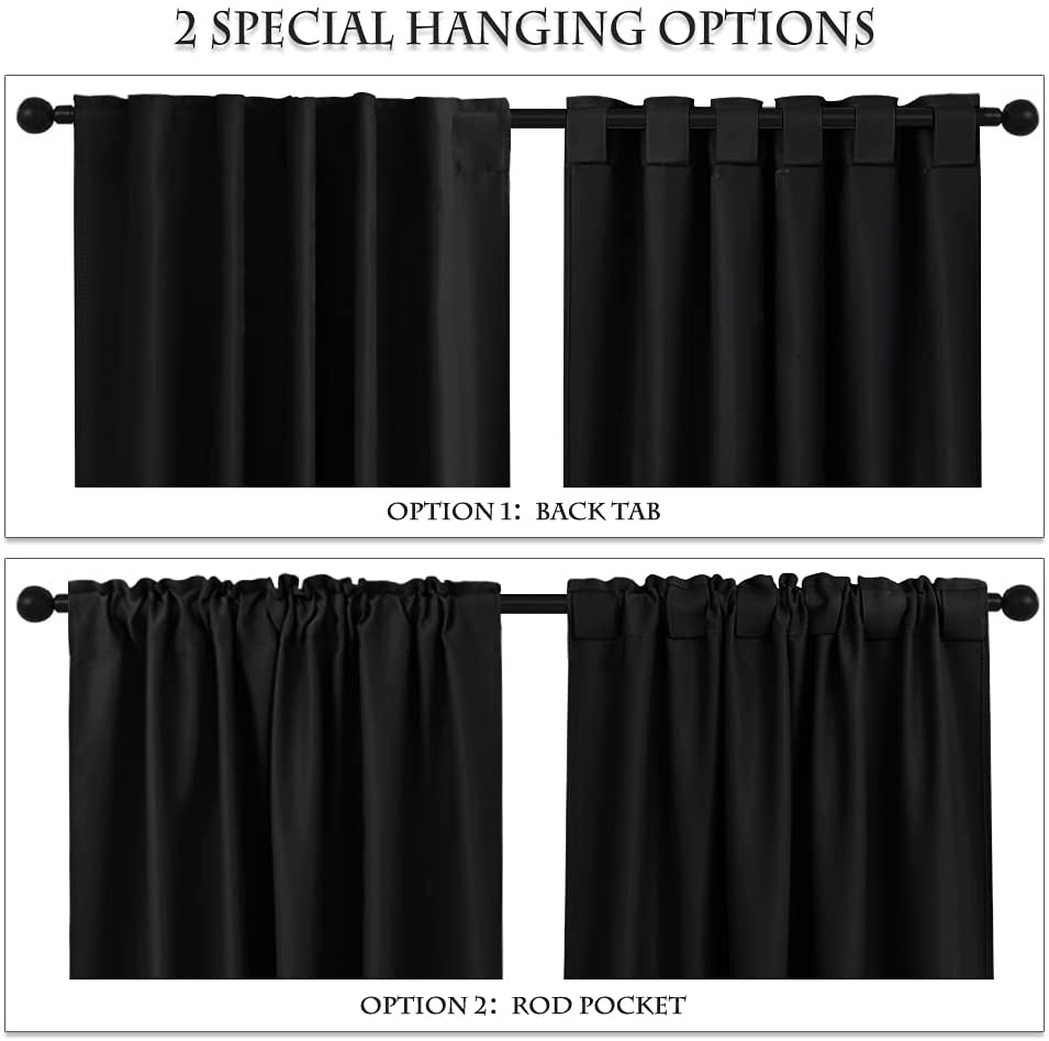 Rod Pocket & Back Tab Noise Reducing Blackout Curtains For Living Room And Bedroom  (Width: 42 Inch) 2 Panels KGORGE Store