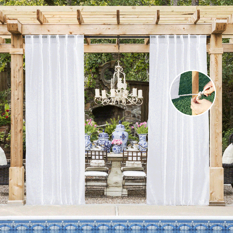 Rod Pocket & Back Tab Outdoor Sheer Voile Curtains For Patio, Gazebo, Pergola And Porch 1 Panel KGORGE Store