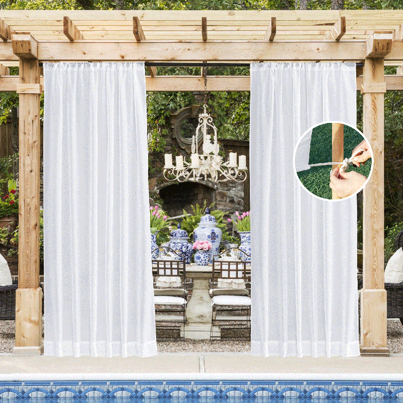 Rod Pocket & Back Tab Outdoor Sheer Voile Curtains For Patio, Gazebo, Pergola And Porch 1 Panel KGORGE Store