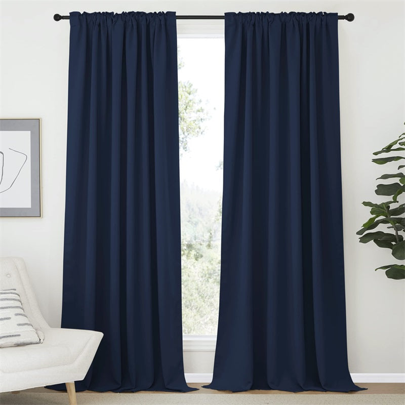 Rod Pocket & Back Tab Plain Blackout Curtains For Living Room And Bedroom (Width: 52 Inch)  2 Panels KGORGE Store