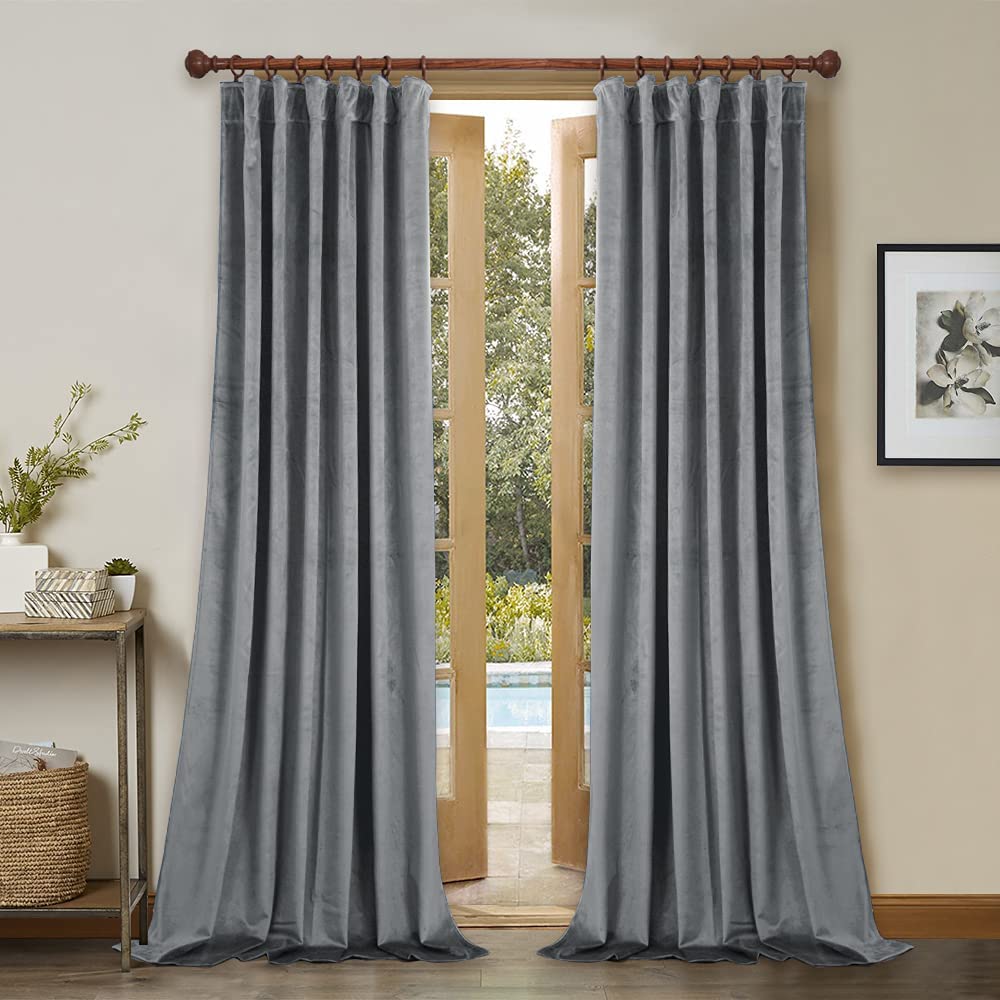 Rod Pocket & Back Tab Solid Blackout Velvet Curtains For Living Room And Bedroom 2 Panels KGORGE Store