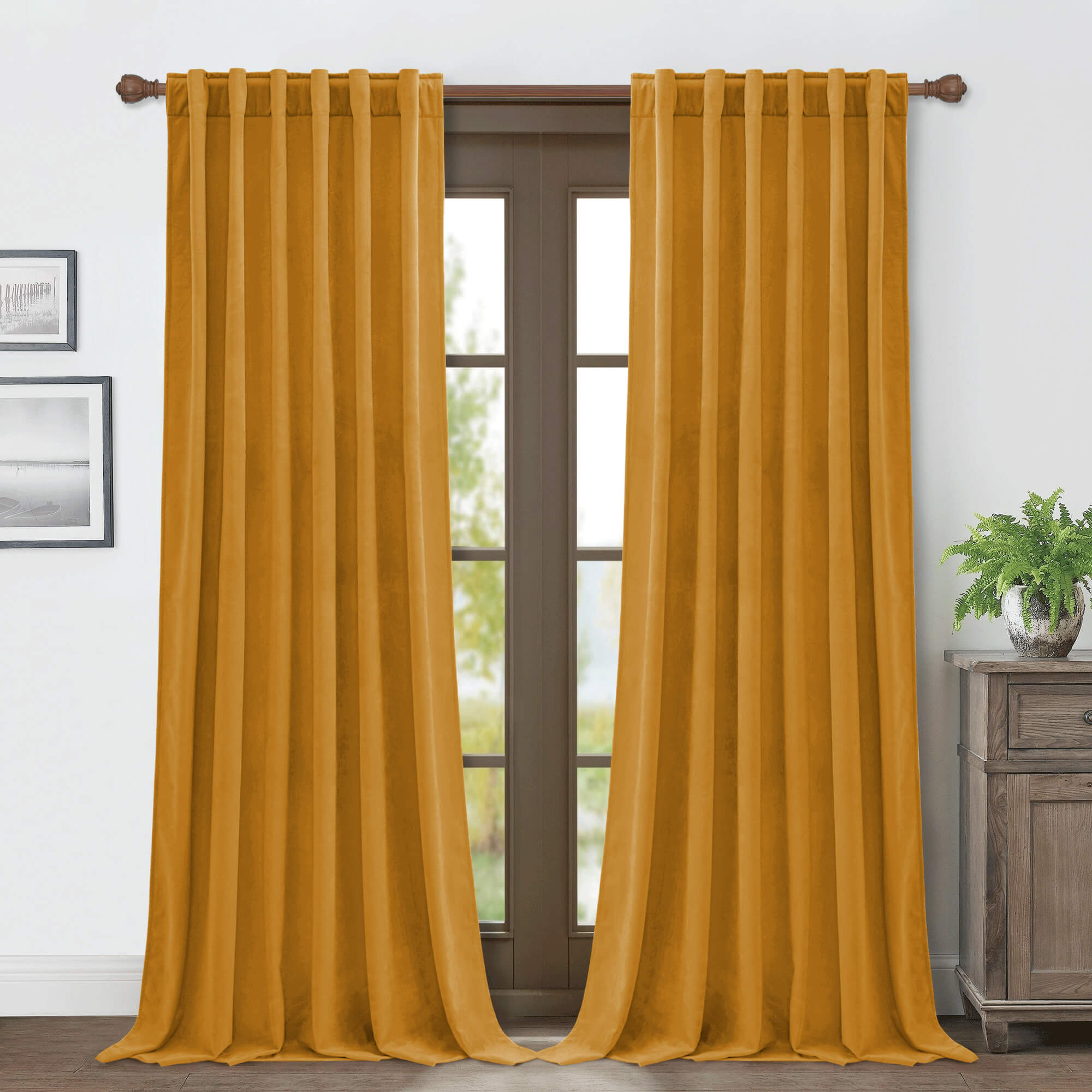 Rod Pocket & Back Tab Solid Blackout Velvet Curtains For Living Room And Bedroom 2 Panels KGORGE Store