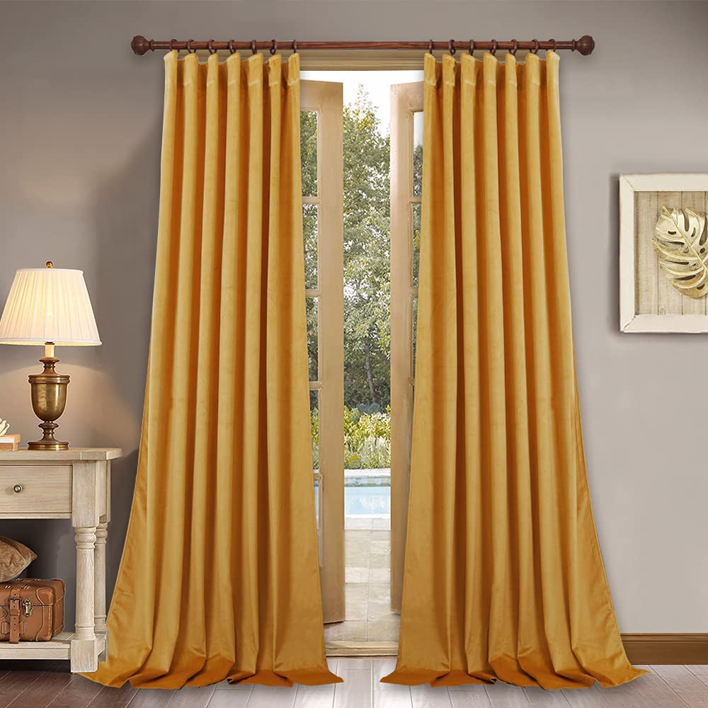 Rod Pocket & Back Tab Velvet Privacy Protection Blackout Curtains For Living Room And Bedroom 2 Panels KGORGE Store