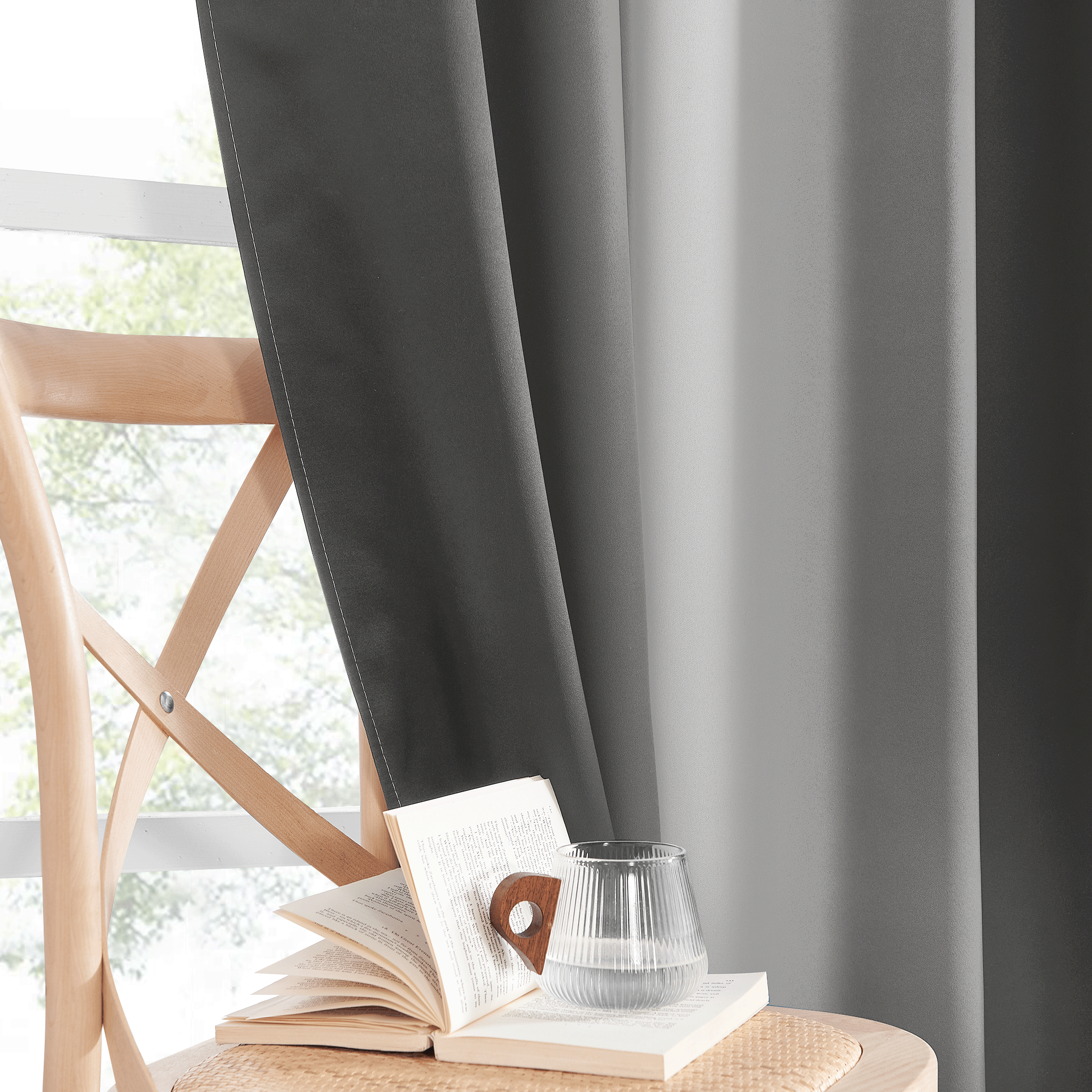 Rod Pocket Gradient Left And Right Blackout Curtains For Living Room And Bedroom 2 Panels KGORGE Store