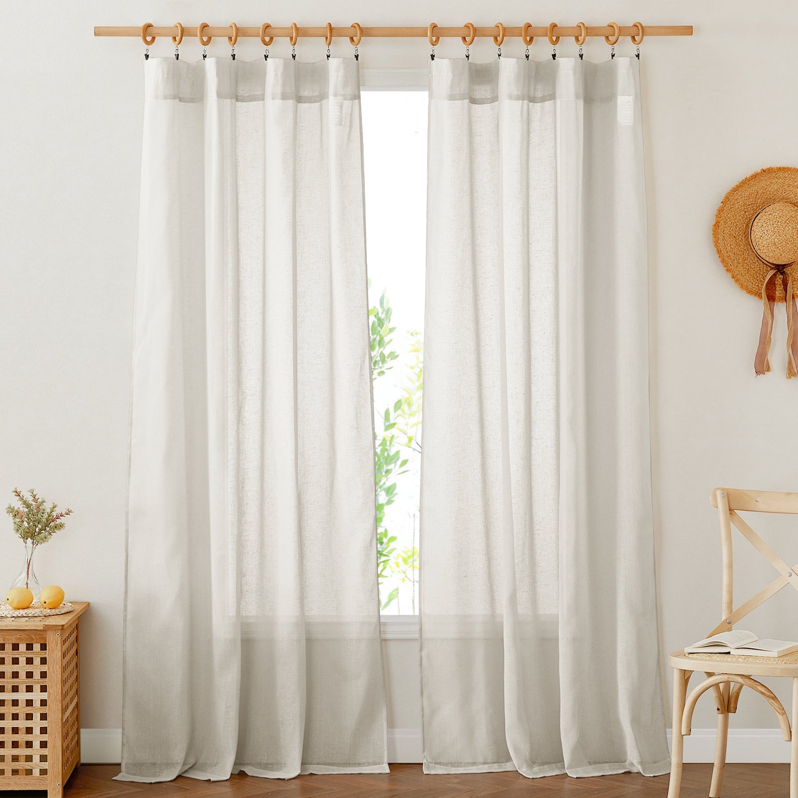 Rod Pocket Linen Semi Sheer Privacy Curtains for Living Room and Bedroom 2 Panels KGORGE Store