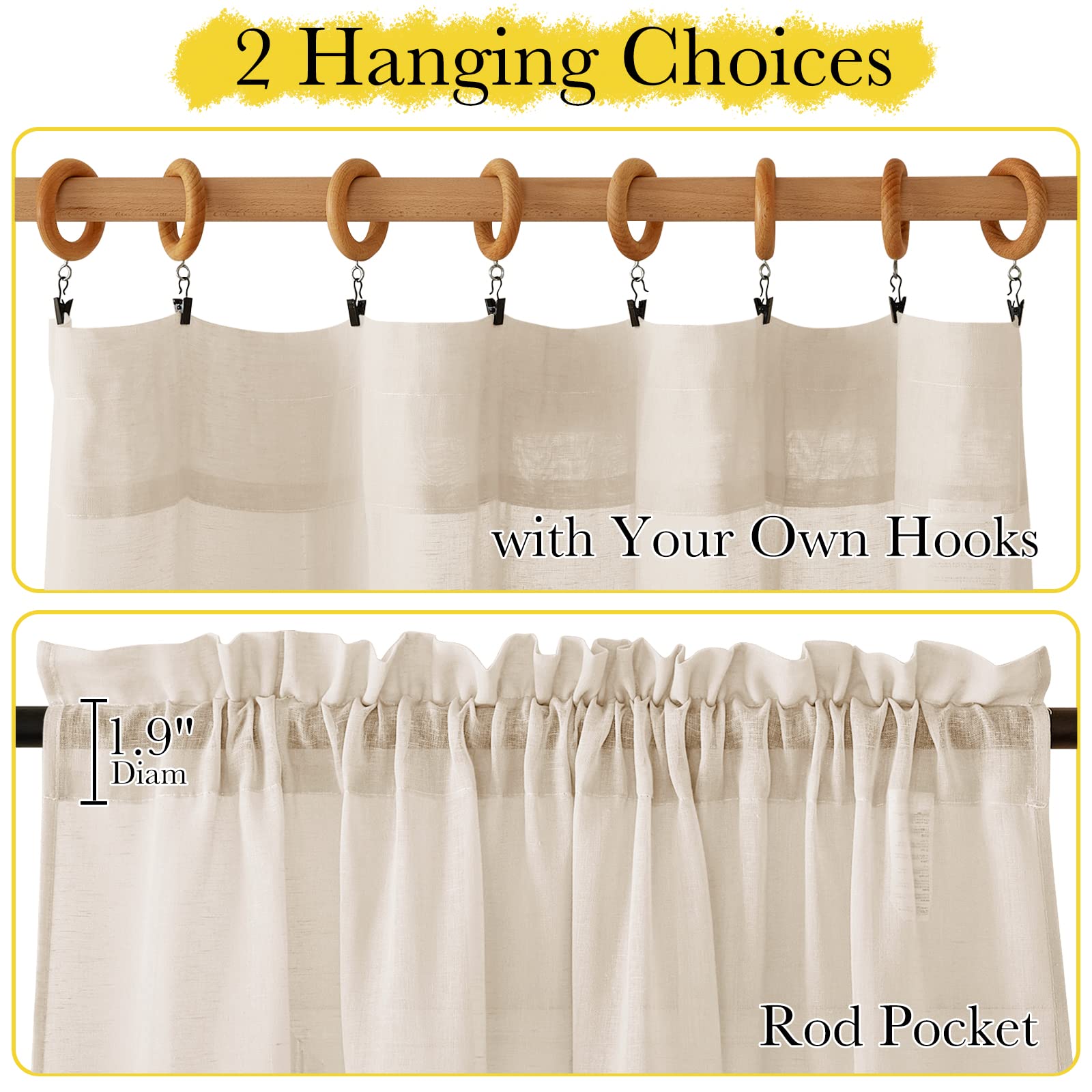 Rod Pocket Linen Semi Sheer Privacy Curtains for Living Room and Bedroom 2 Panels KGORGE Store