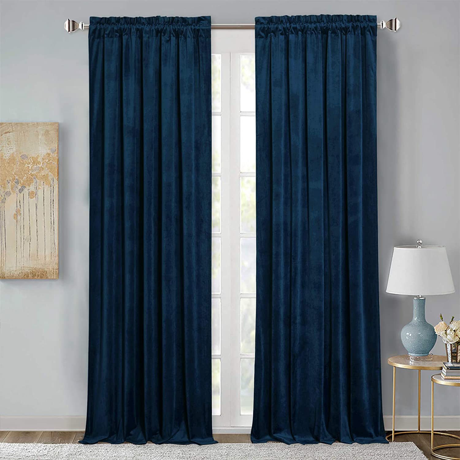 Rod Pocket Luxury Velvet Blackout Curtains For Living Room 1 Panel (Width: 52 Inch) KGORGE Store